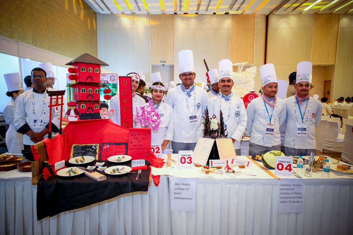 students with their food display
