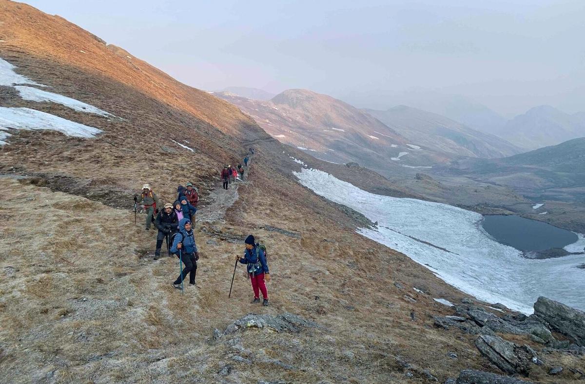 Members of the trekking team during the expedition.