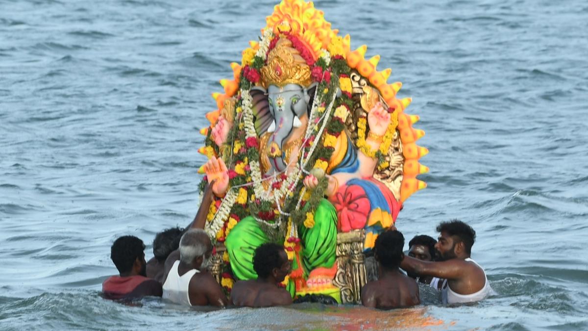 Vinayaka idols taken in procession in Ramanathapuram, Aruppukottai