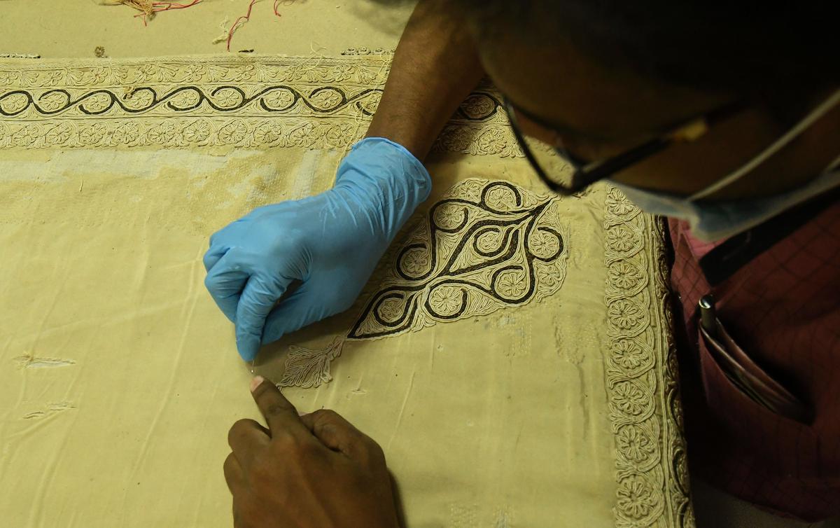 Darning to restore an old fabric. Photo: RAMAKRISHNA G /The Hindu