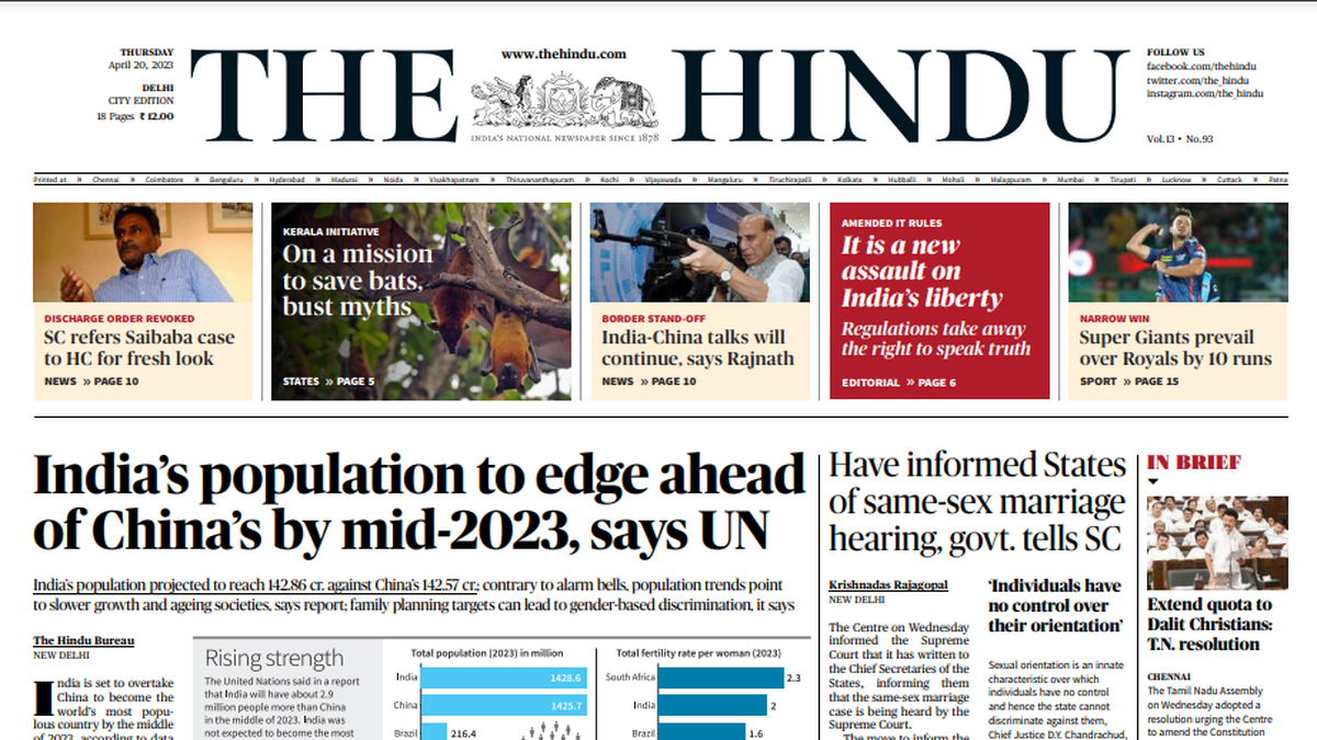 India’s Population Set To Overtake China’s By Mid-2023 - The Hindu