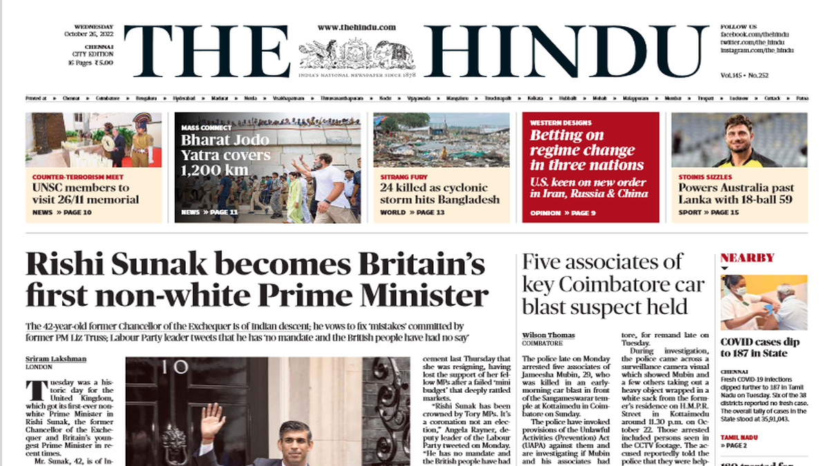 Editor’s Pick | Rishi Sunak takes over as Britain’s first non-white PM