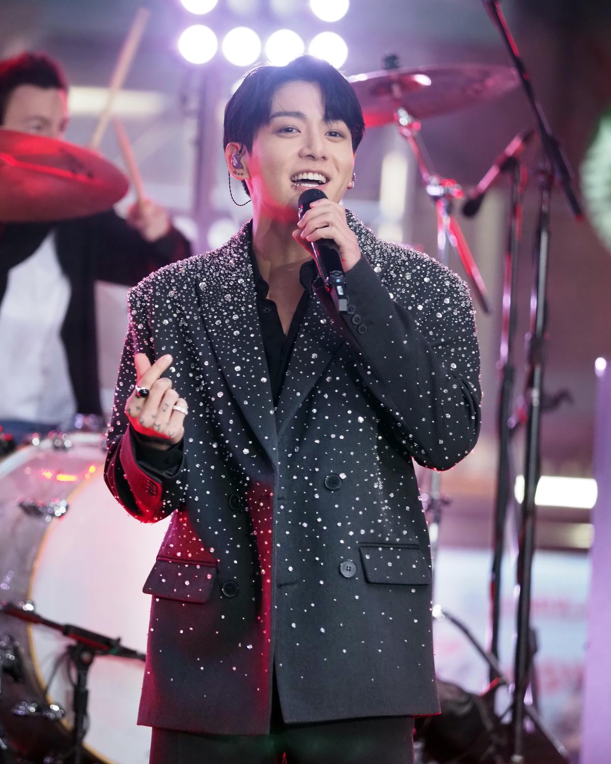 Jungkook of BTS performs on NBC's 'Today' at Rockefeller Plaza on November 08, 2023 in New York City
