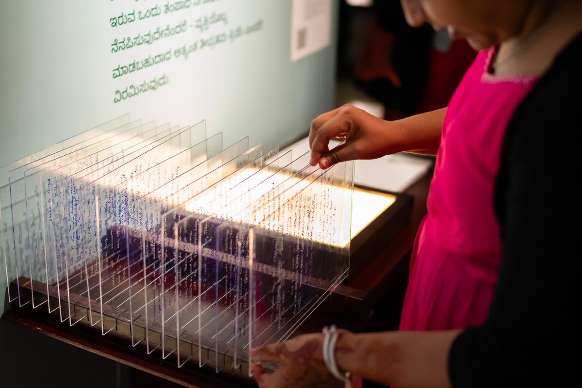 Tactile exhibits at the Shape of a Thought: Letters from Ram Kumar exhibition