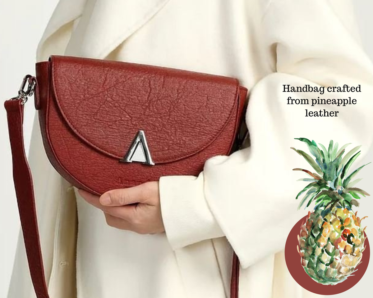A bag from Piñatex, derived from pineapple