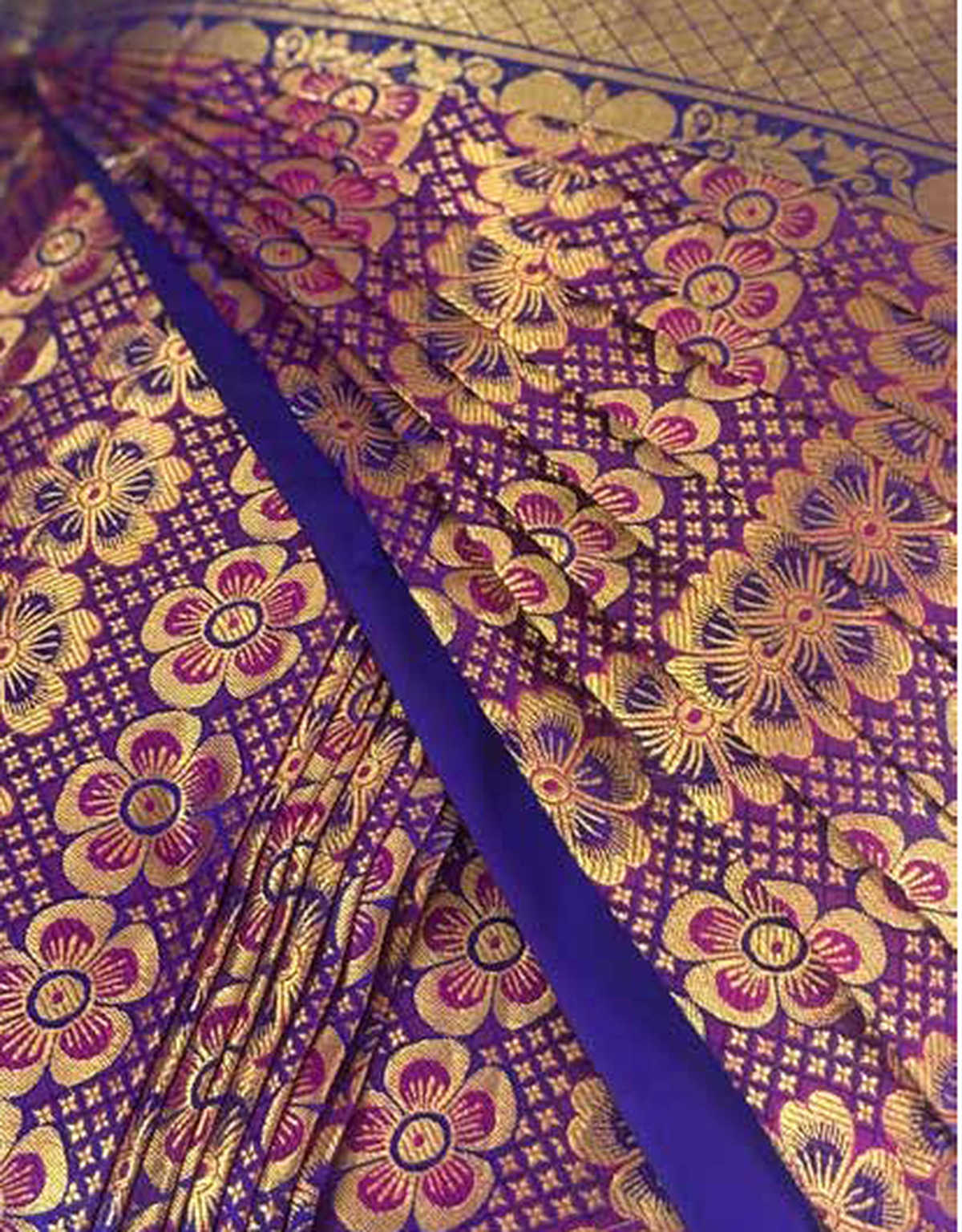 A wedding sari pre-pleated by Swathi Sundarrajan who is based in Salem.