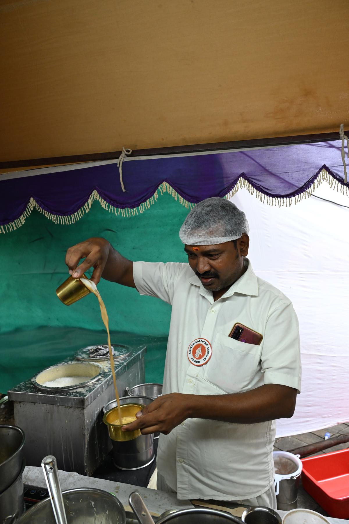 Coffee being made at the sabha canteen