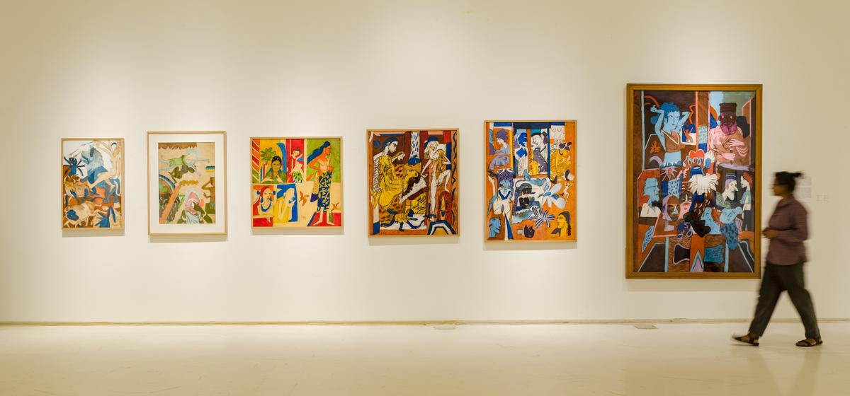 Scale shot of watercolour and oil reverse paintings on acrylic sheets Scale shot of watercolour and oil reverse paintings on acrylic sheets