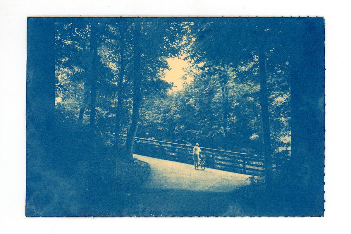 A cyanotype postcard