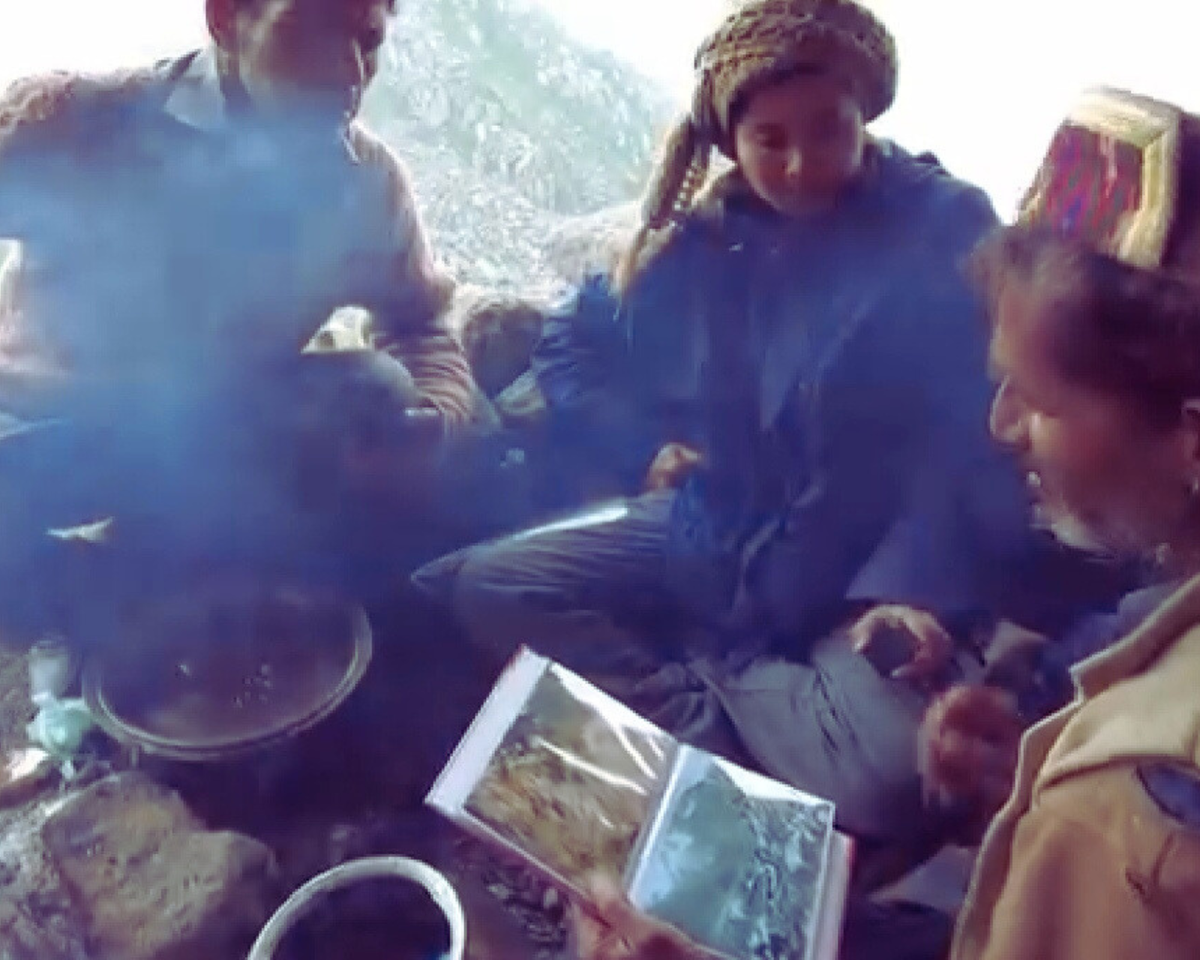 A screengrab: looking at archival photos of the Gaddi community in Bakruddu 