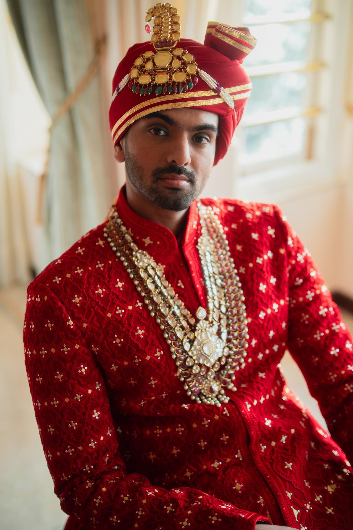 Vamsi Gadiraju’s true-red baraat look Vamsi Gadiraju’s true-red baraat look