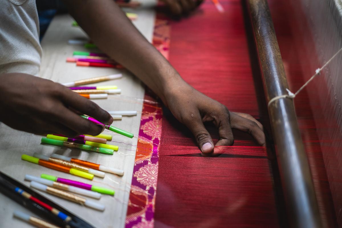 A Banarasi sari in progress
