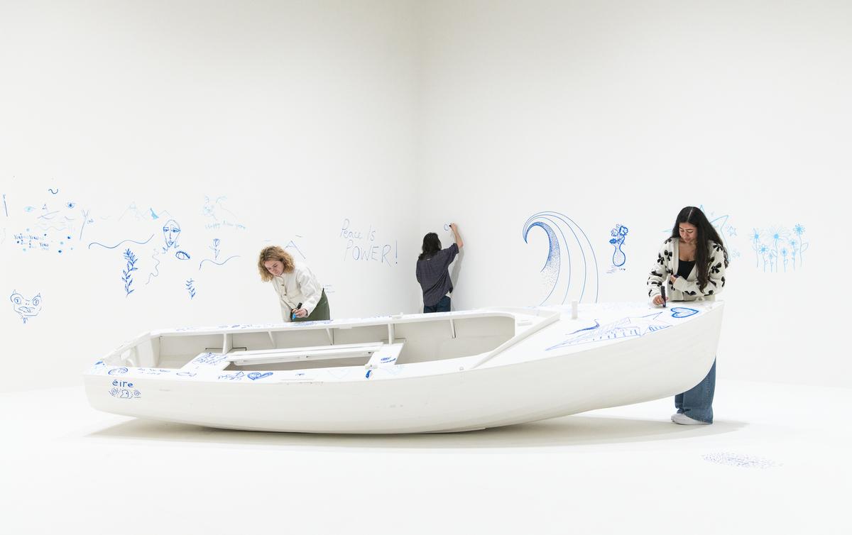 Add Color (Refugee Boat), an interactive installation conceived by Yoko Ono