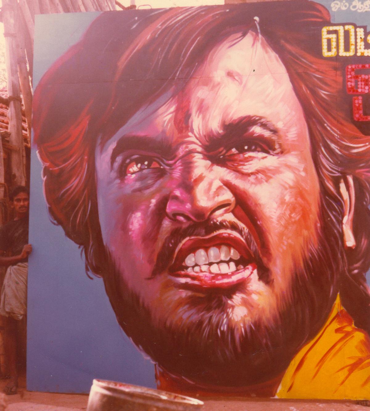“I made Rajini dark like he was in real life, adding blues and browns to his face,” he says. 