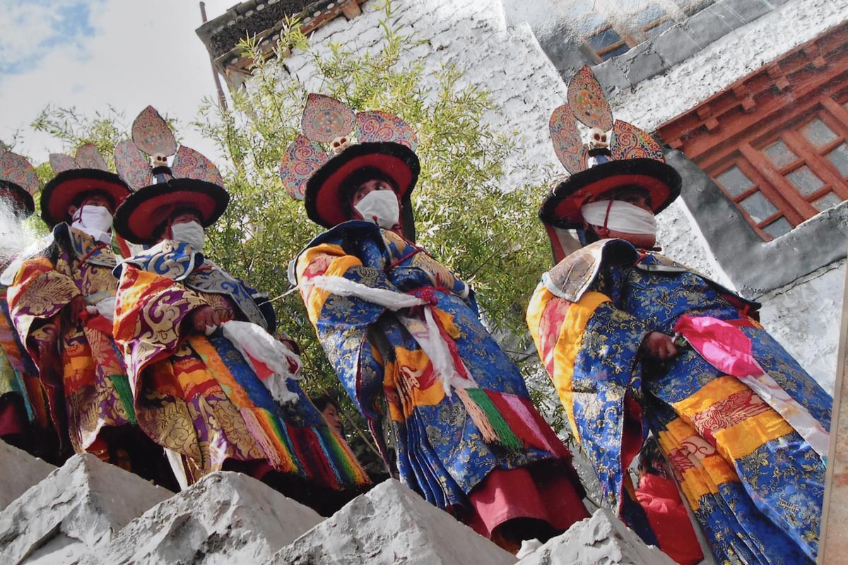 Buddhist monks at the Karsha Monastery