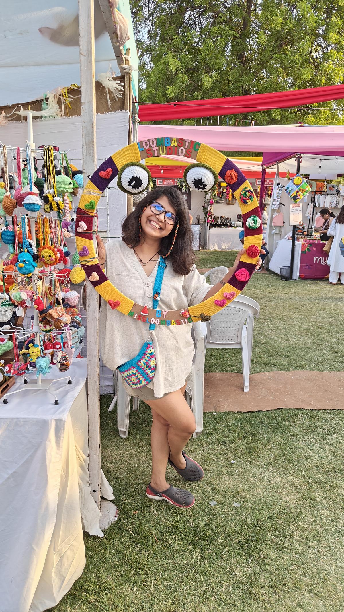 Anjali Dulwani with her creations at an exhibition