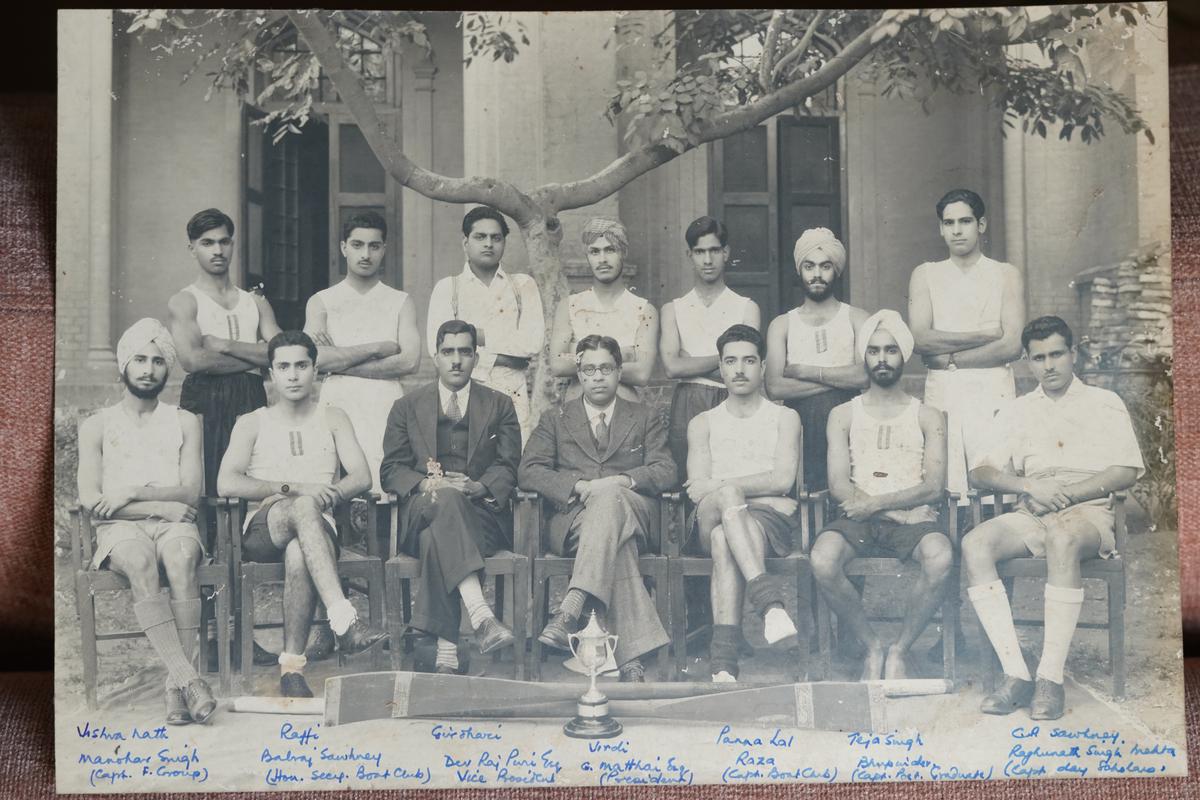 photo of Sunaini's grandfather (front row, second from right) with Balraj Sahni (front row, second from left);  Photo: Sandeep Sahdev