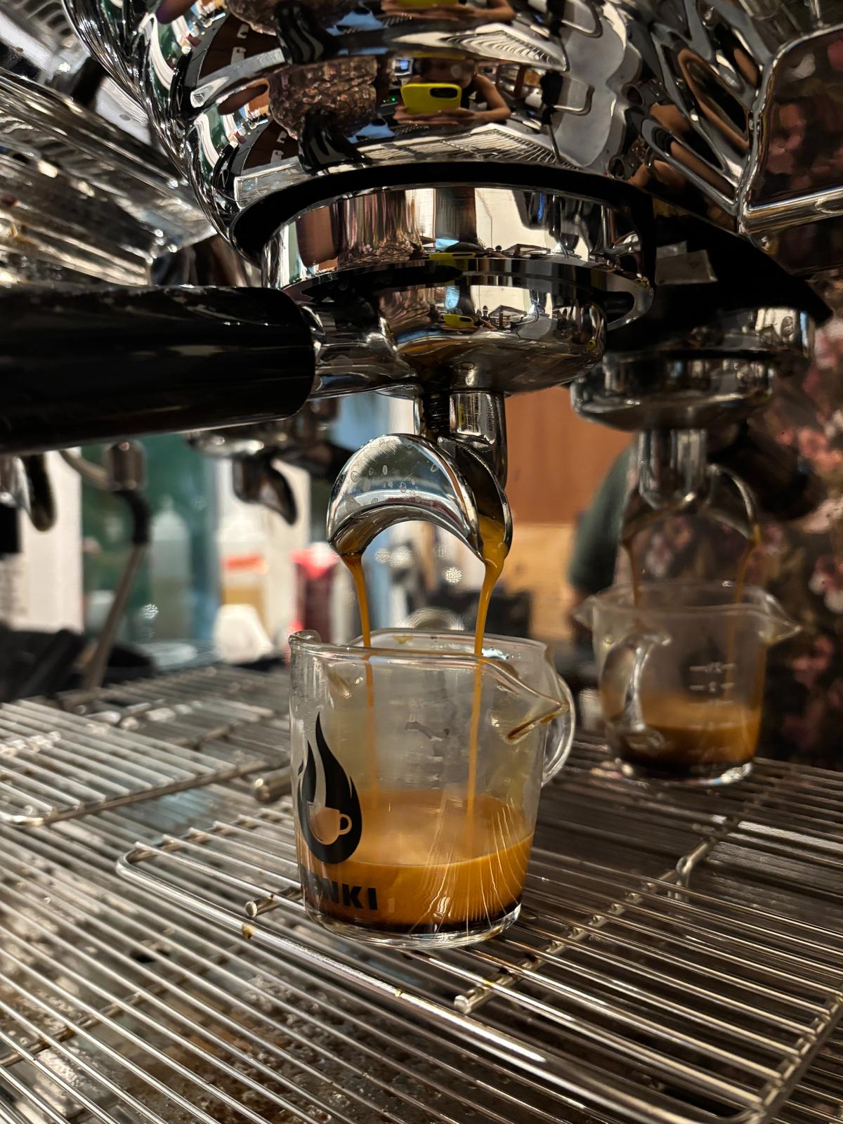 An espresso shot being pulled 