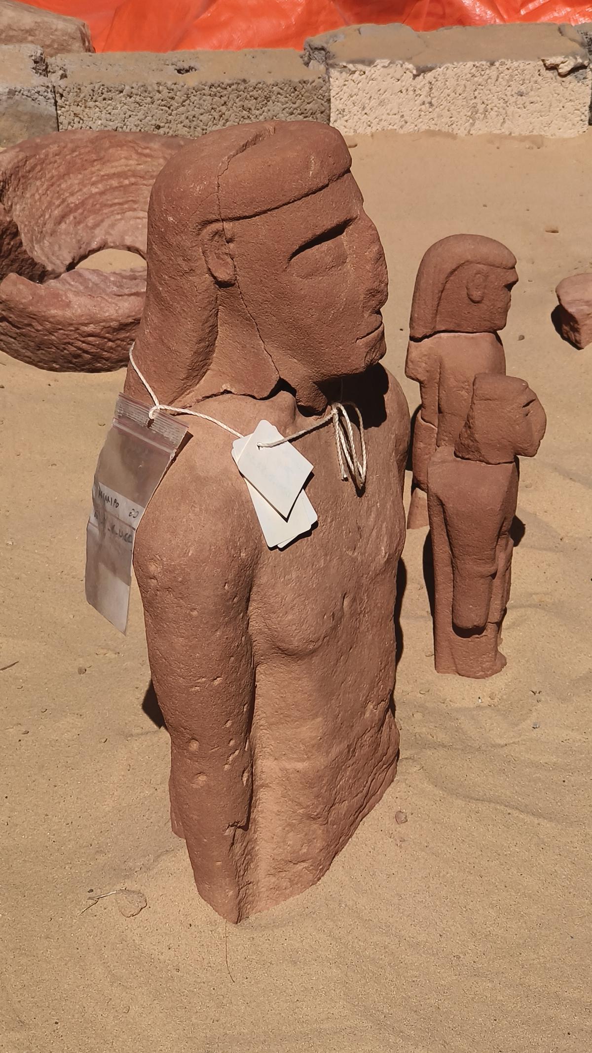 Statues found in AlUla that bear similarity to Egyptian statues 