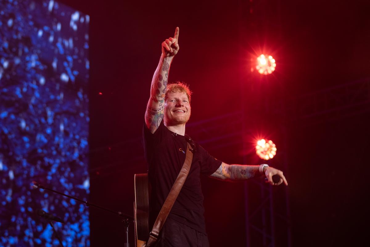 Ed Sheeran on stage in Chennai 