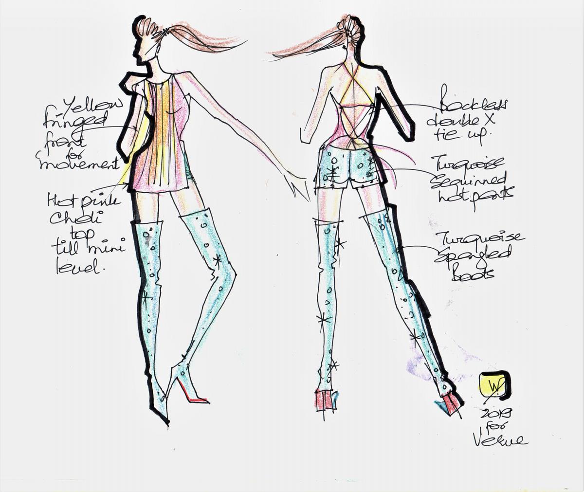 Fashion sketches from Rodricks’ archive
