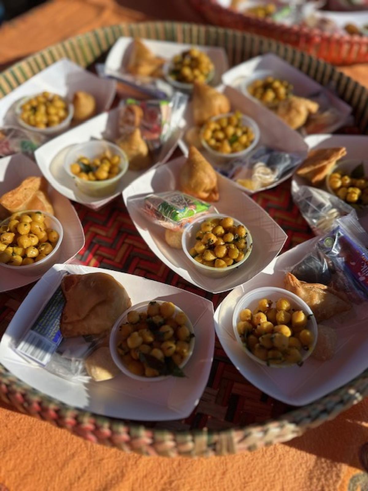 The Thaneerpandal (Resting Spot) Had Samosas, Panakam, buttermilk, and Tea Made By Volunteers for the Walkers