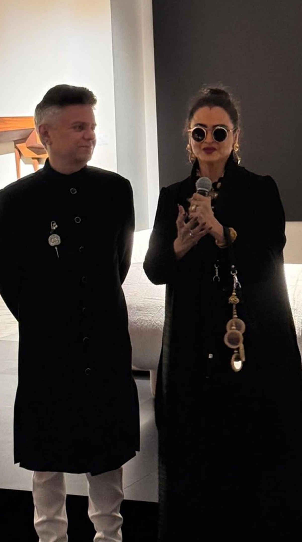 Pinakin Patel with actor Rekha at the opening event