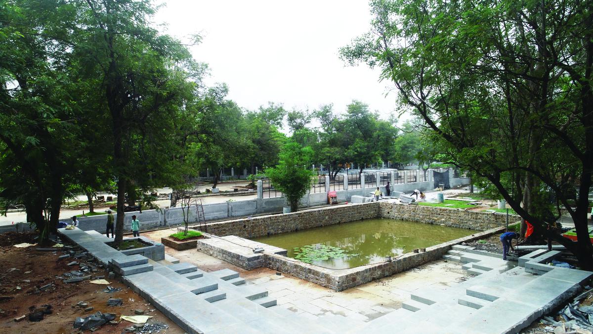 Bagh Baoli being restored with a charbagh and seating