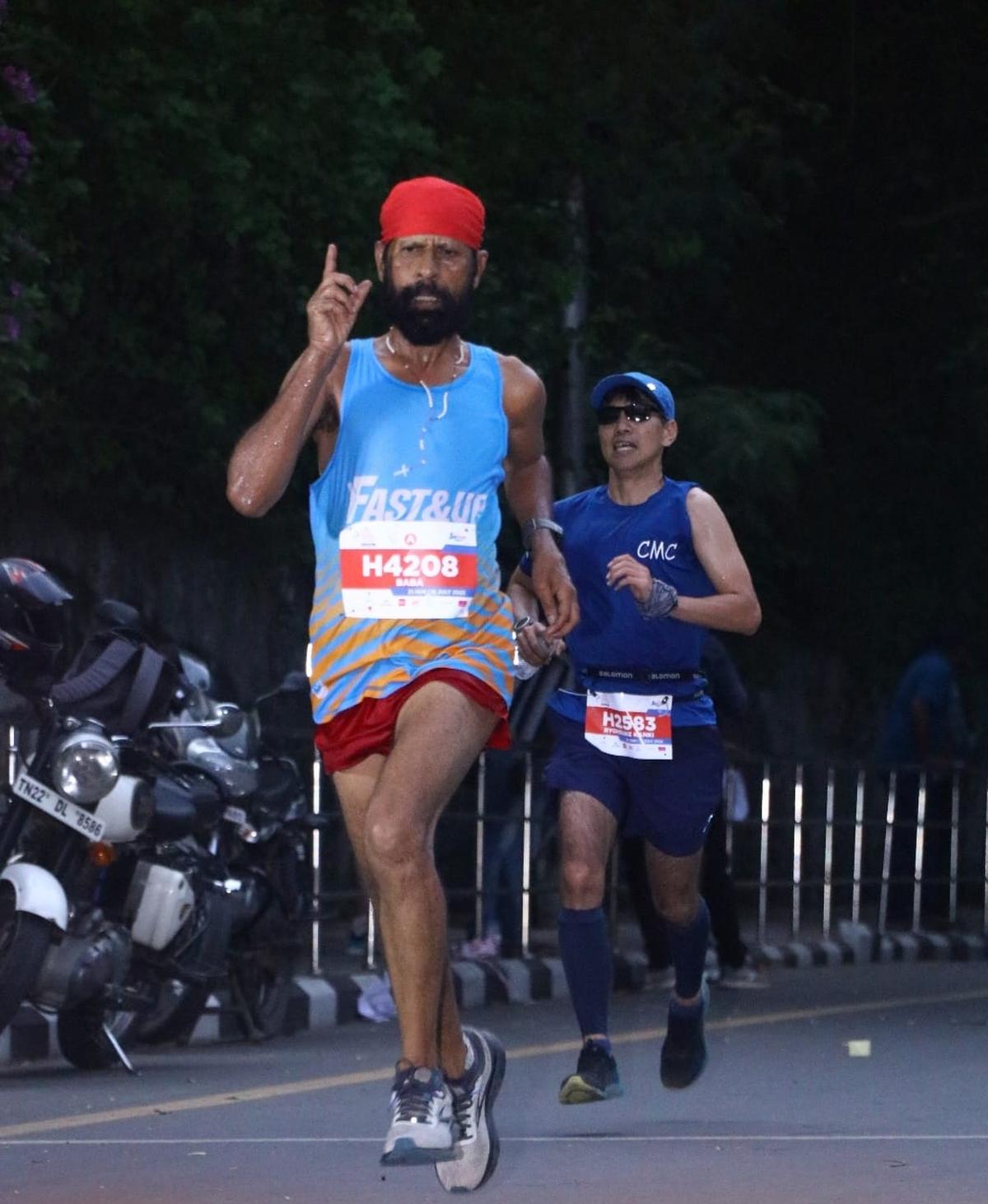 Baba Arasan during a marathon in Chennai 