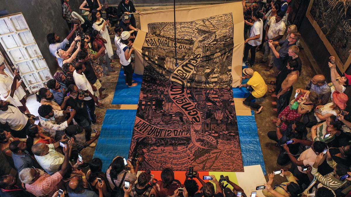 A wood-cut homage to Kerala by the Malaysian art collective, Pangrok Sulap (2018 edition)