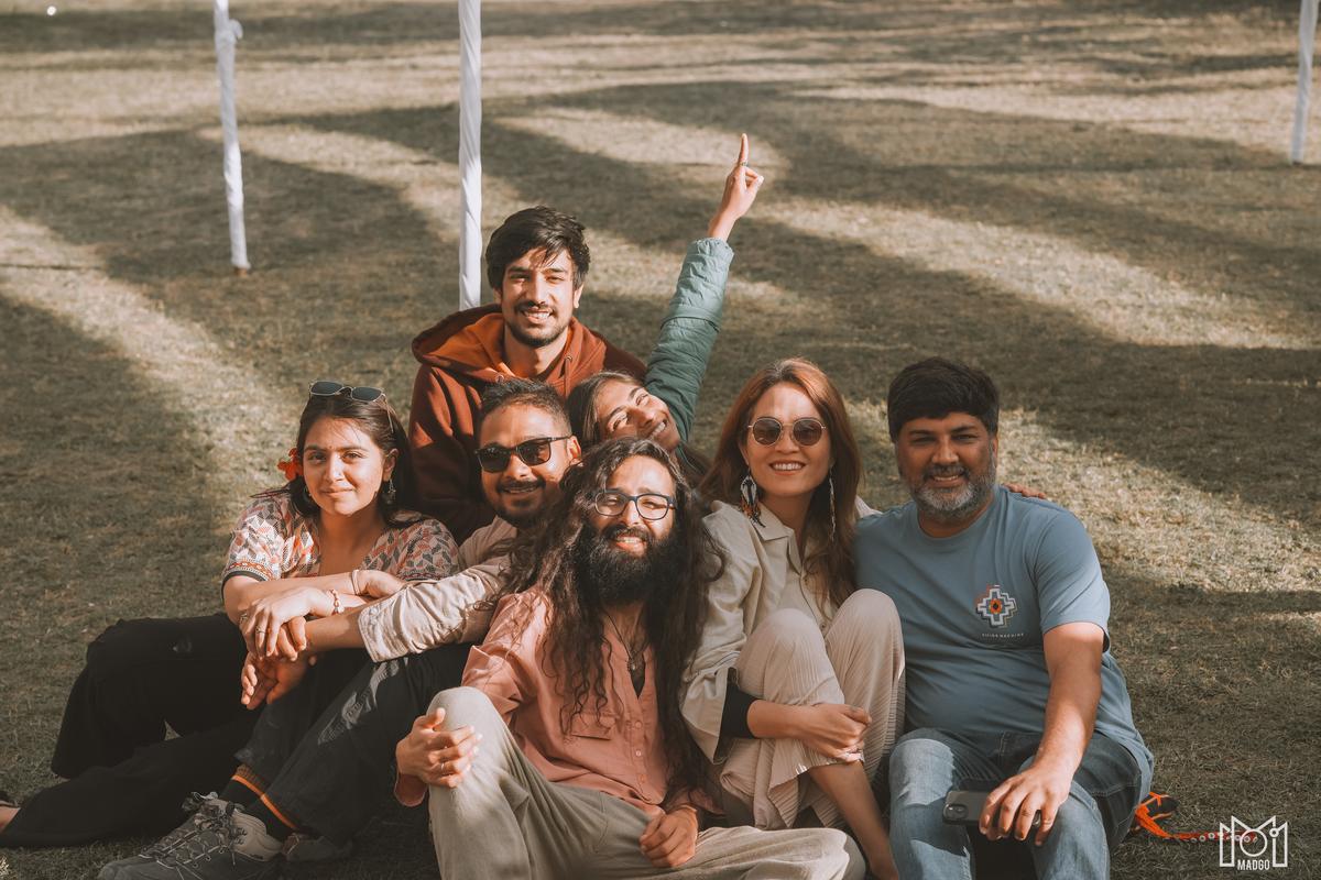 Anuj Aggarwal (Right), One of the Founding Members of Shoonya Festival, Poses with Facilitators and Guests at the Festival 