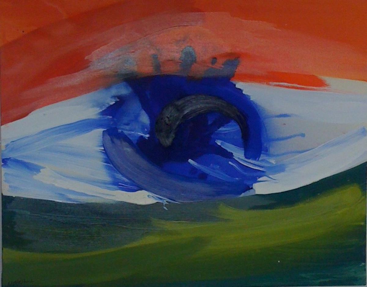मार्क रोवन-हल की भारतीय ध्वज की पेंटिंग।