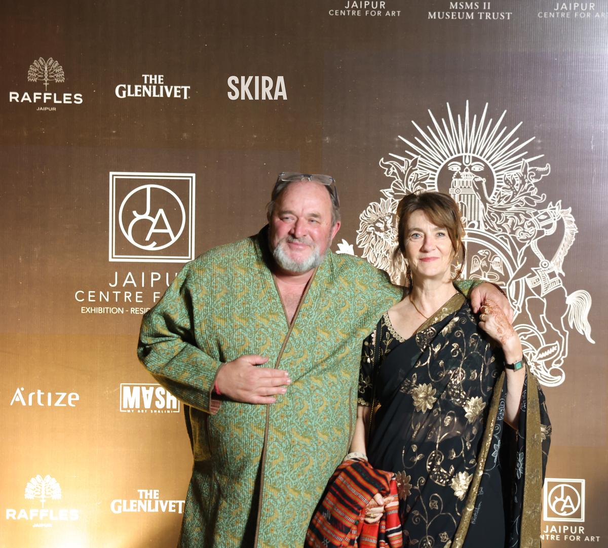 Author William Dalrymple and his wife, artist Olivia Fraser on the opening night