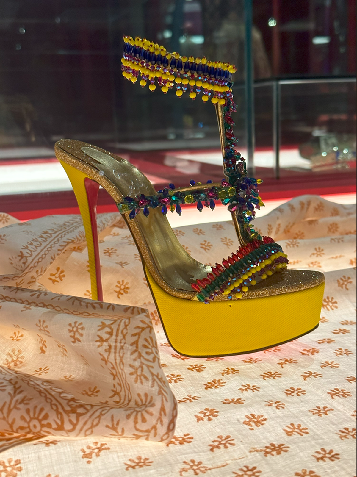 These ‘Devibroda Plato’ by Christian Louboutin are a fun reference to the infamous Princess Sita Devi of Baroda who rubbed shoulders with the crème-de-la-crème of European society and was known for her extravagant jewels and lifestyle.