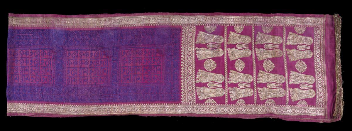 A mulberry spunÂ silk and zari risha from the Tripuri royal family 