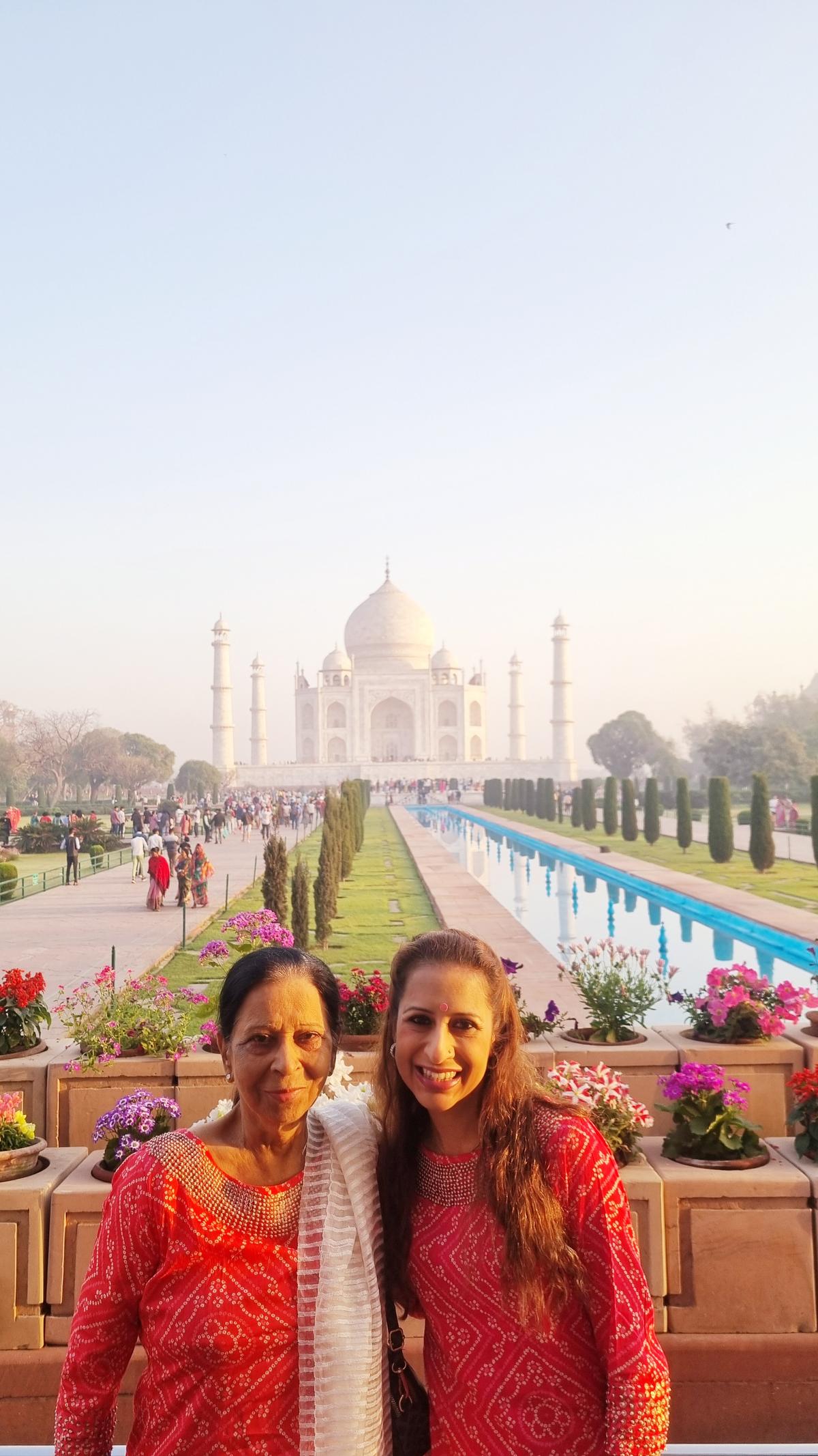 Usha Babur at the Taj with her mum