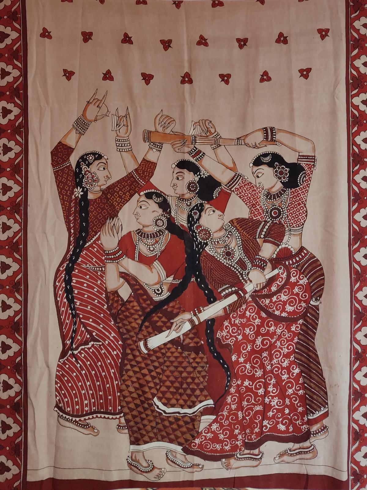 A nayaka kalamkari panel, worked on by Aksh Weaves and Crafts 