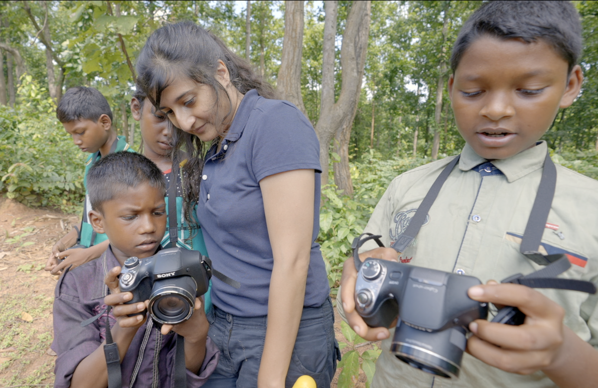 Ashwika Kapur with the boys at the workshop