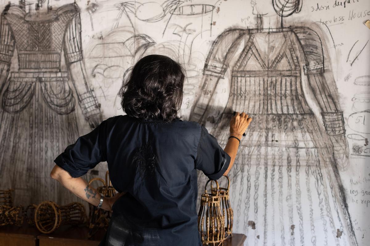Shakuntala Kulkarni in her studio