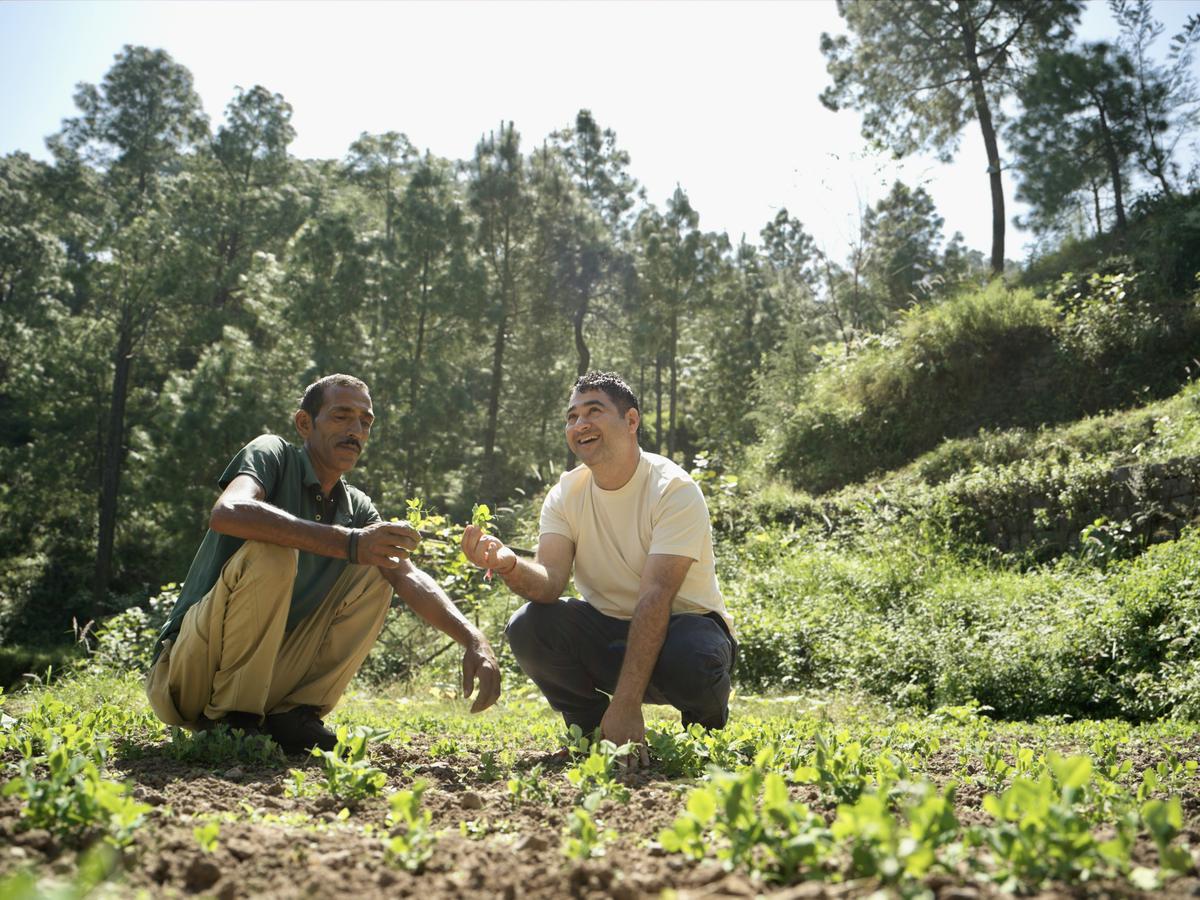 Sadhu with his horticulture specialist at the terraced farms