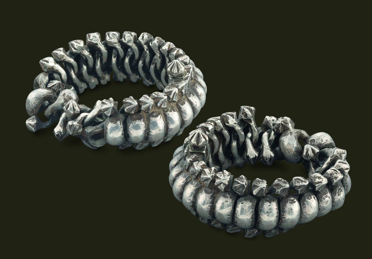 Sankhla or santh (anklets), Banaskantha in Gujarat, 19th-20th century, Patel Kherut community, silver