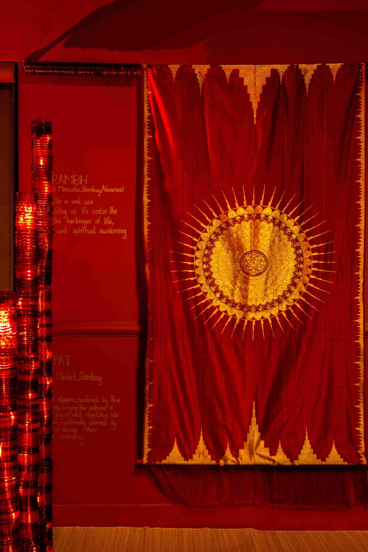 Smriti Morarka’s custom-woven tapestry, Aarambh