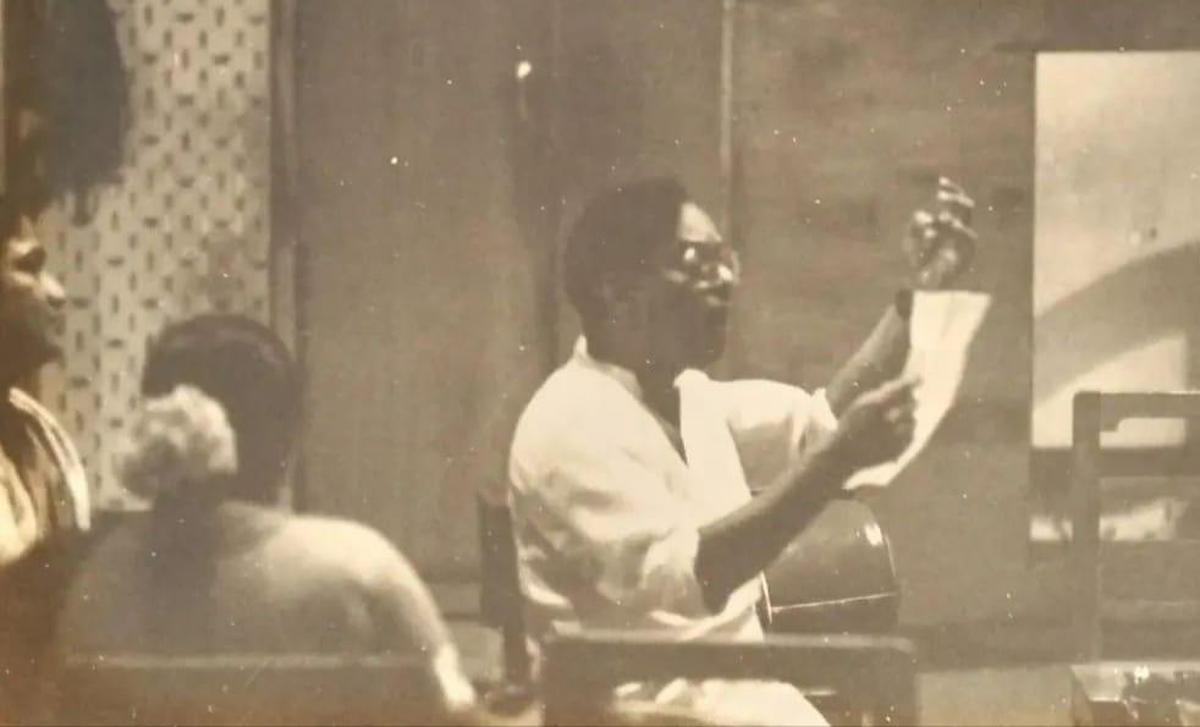 M Balamuralikrishna in the recording room