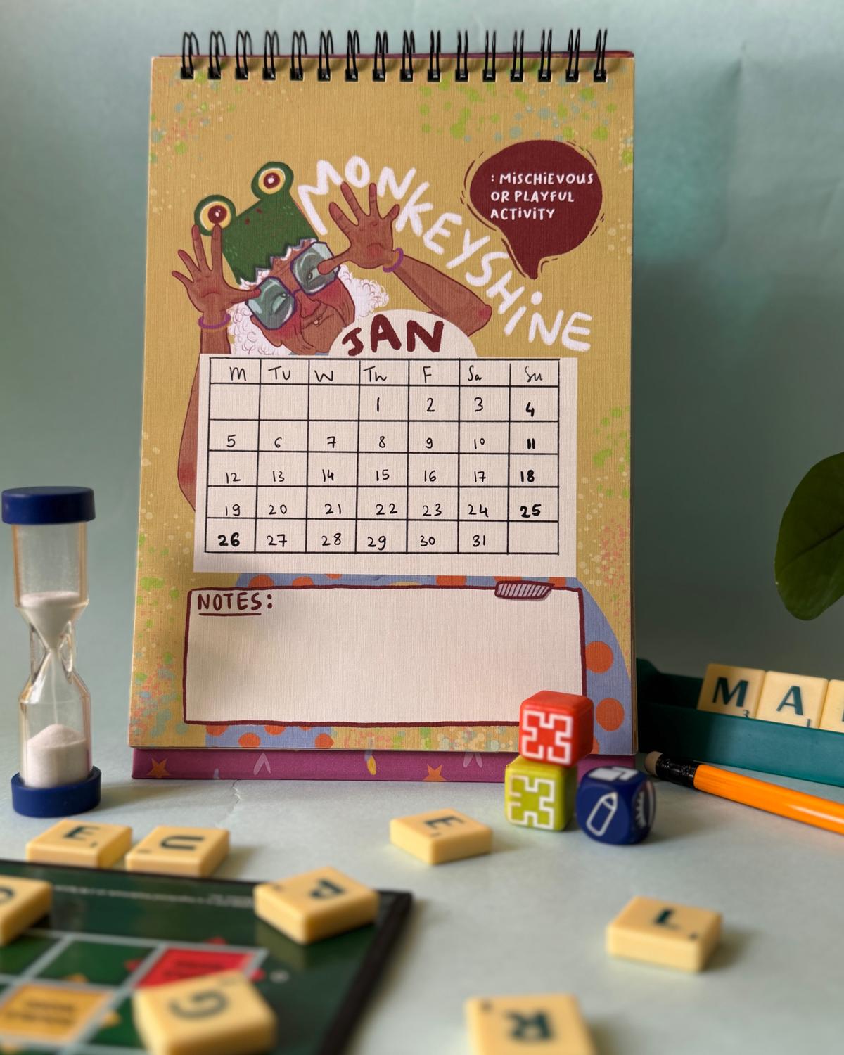 A spread from Mounica Tata’s calendar for 2026