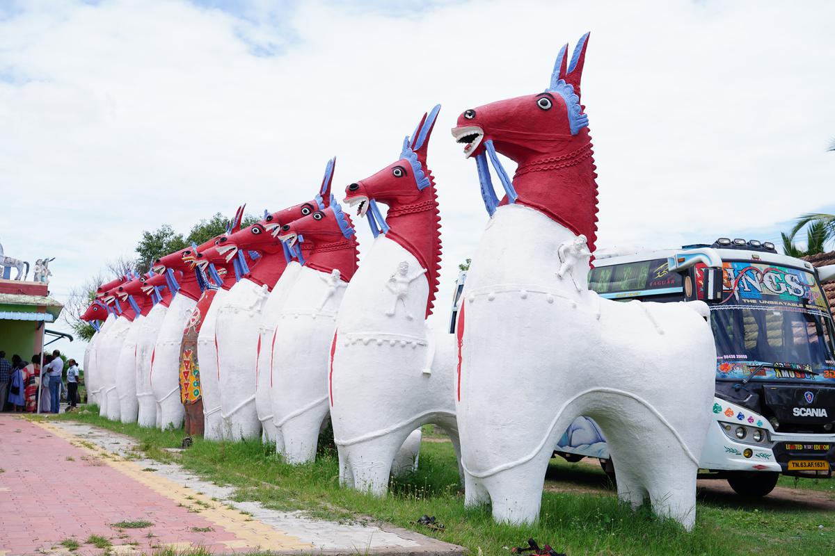 Terracotta horses at the Ayyanar temple of Aranthangi