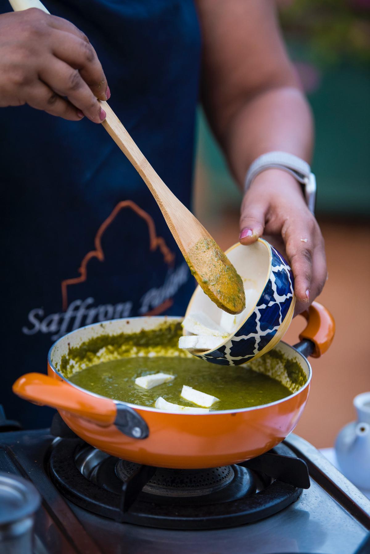 Palak paneer, a popular dish at Saffron Palate