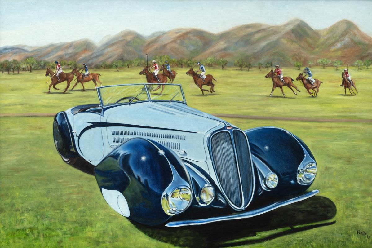 Vidita Singh’s painting of a Delahaye at a polo match