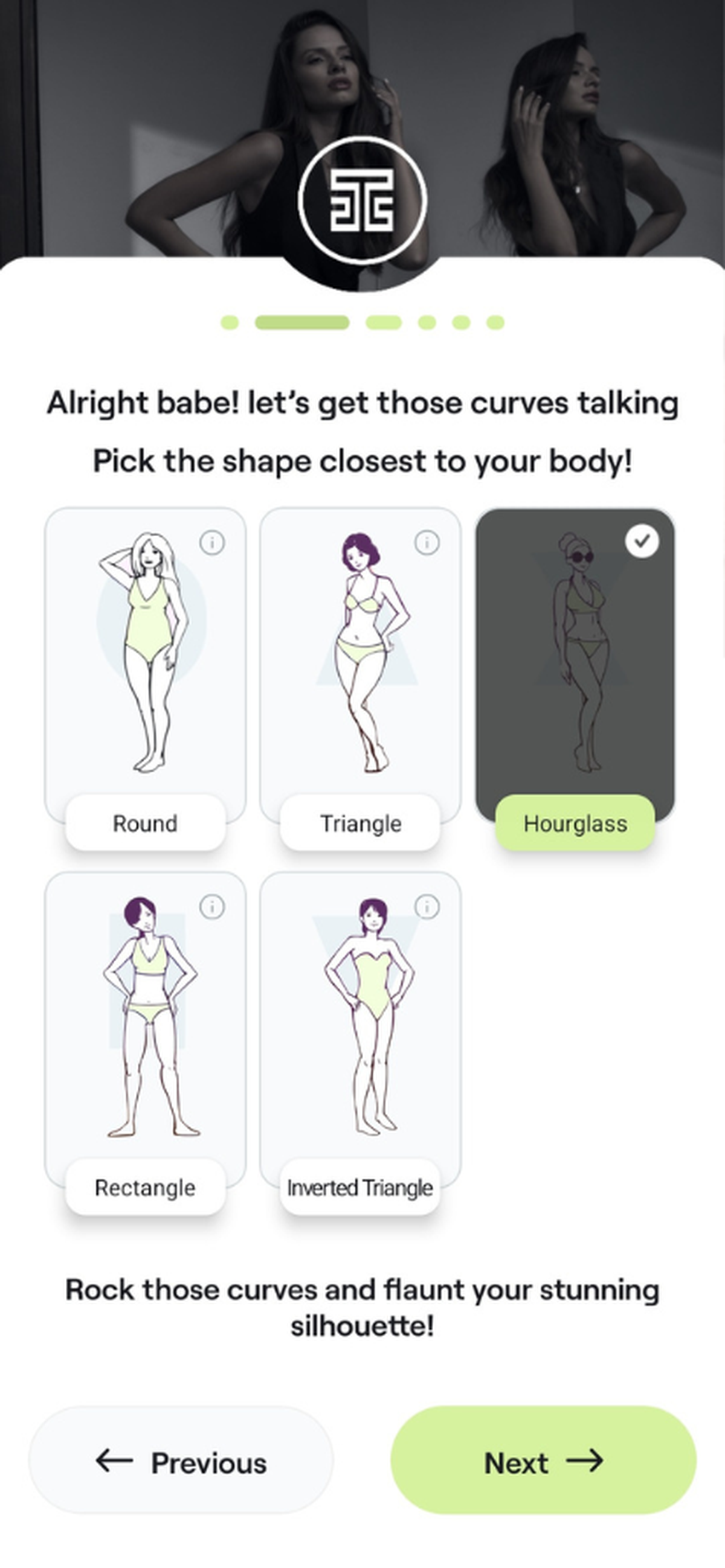 Once users log in, they first enter their height, identify their body shape Once users log in, they first enter their height, identify their body shape