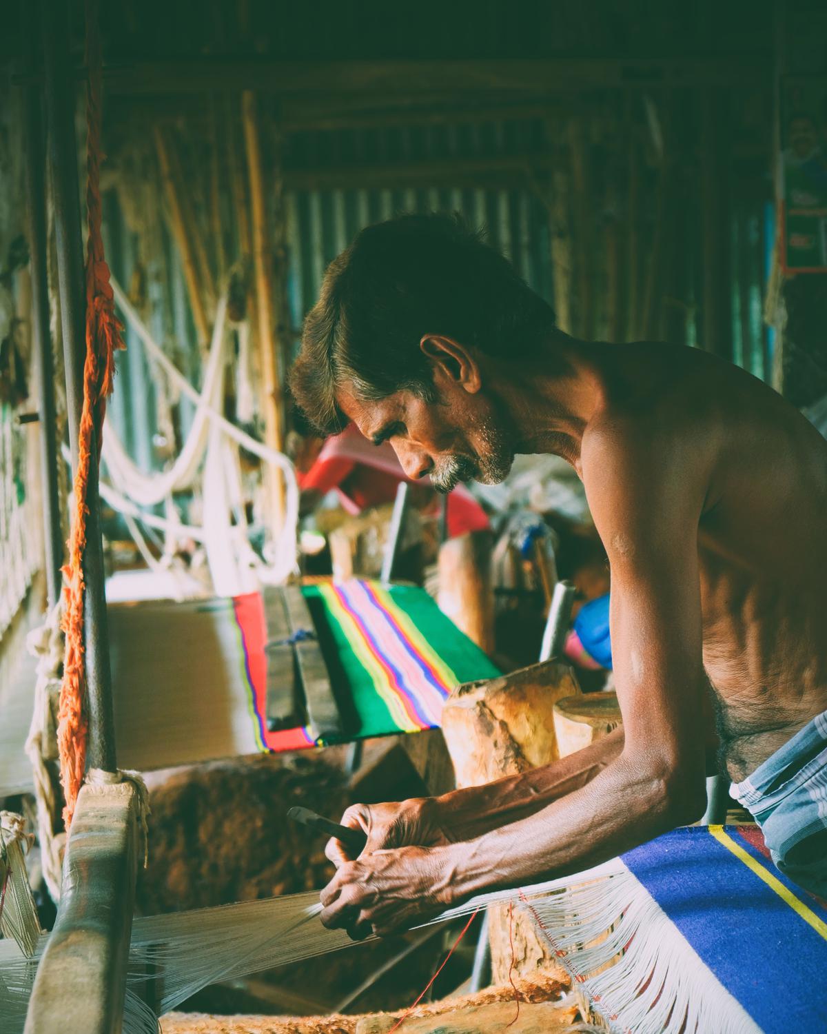 A weaver at work