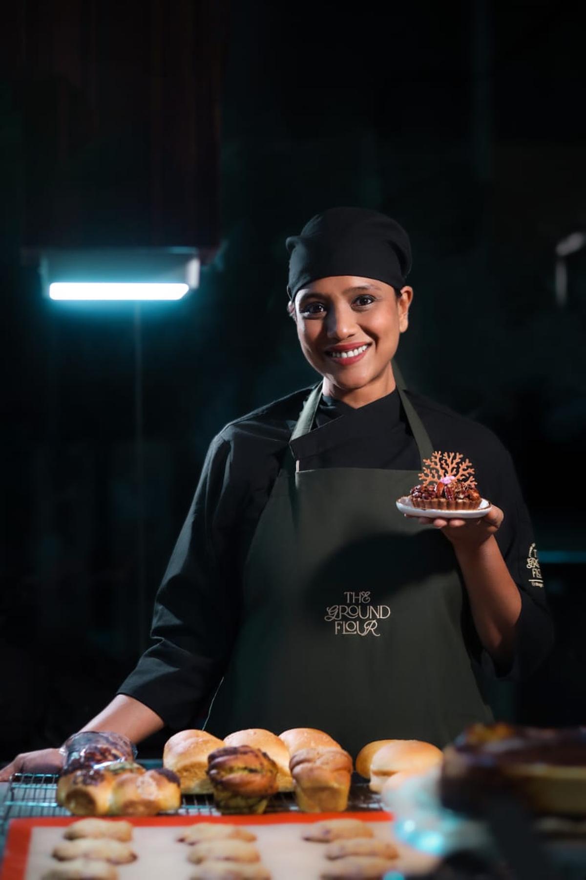 Chef Mansi Sanghi with the pista granola tart Chef Mansi Sanghi with the pista granola tart